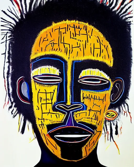 Image similar to A extremely ultra highly detailed majestic hi-res beautiful immaculate head and shoulders award winning painting stunning masterpiece of the face of a ultra highly detailed strong black ultra detailed African mask portrait by Jean-Michel Basquiat, 8k, high textures, ultra hyper sharp, insanely detailed and intricate, super detailed, 8k HDR ultra high quality, high detail, hyperrealistic, photorealistic, octane render, cinematic, high textures, hyper sharp, 4k insanely detailed and intricate, hypermaximalist, 8k, hyper realistic, super detailed, 4k HDR hyper realistic high