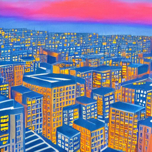 Prompt: the city at sunset