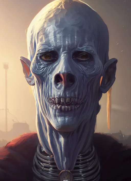 Prompt: Highly detailed portrait of a Lich, in GTA V, Stephen Bliss, unreal engine, fantasy art by Greg Rutkowski, Loish, Rhads, Makoto Shinkai and Lois van baarle, ilya kuvshinov, rossdraws, Tom Bagshaw, global illumination, radiant light, detailed and intricate environment