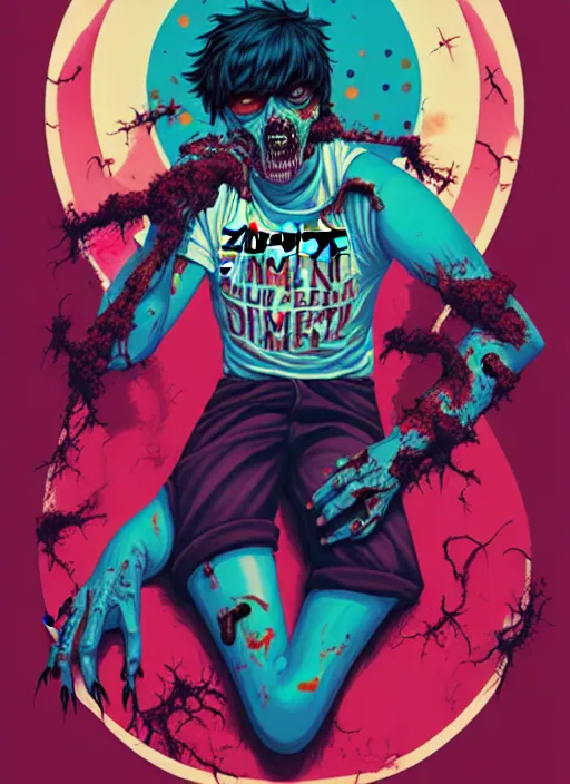 Image similar to zombie emo concert poster, tristan eaton, victo ngai, artgerm, rhads, ross draws