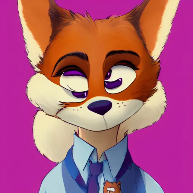 Image similar to portrait of a cute anthropomorph furry fursona in the style of zootopia