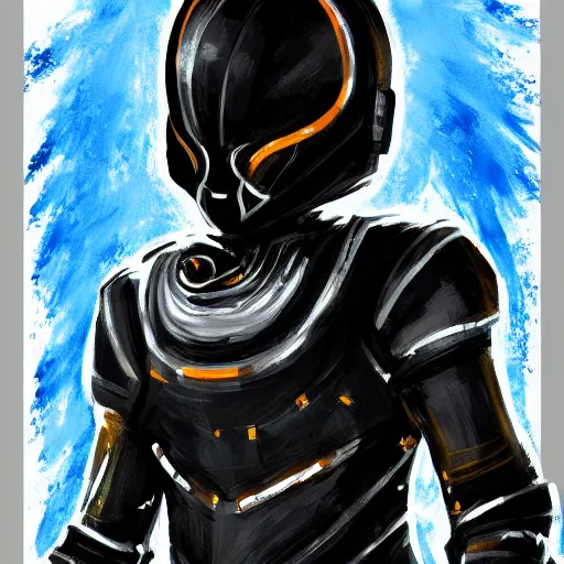 Image similar to symmetrical speed painting of beautiful black alien space armor