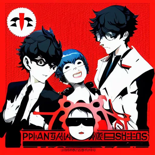 Prompt: persona 5 phantom thieves album cover by satoshi kon