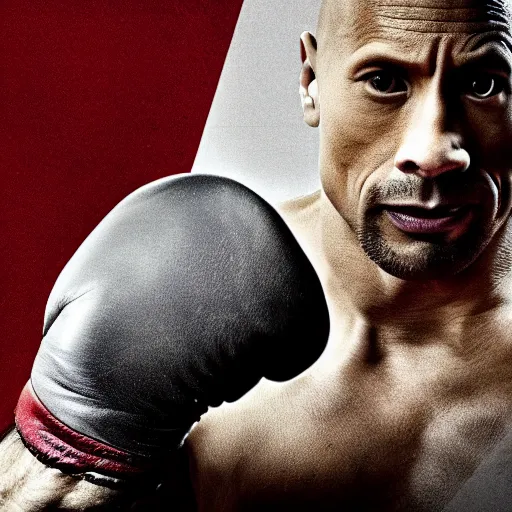 Image similar to Dwayne Johnson as boxer, promo