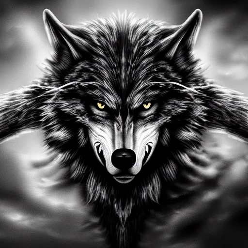 Image similar to old black and white photo of a werewolf, highly detailed, 4 k, upscaled