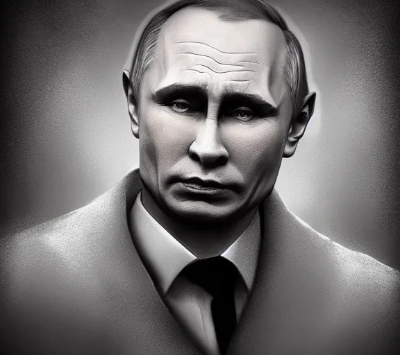 Prompt: a scary monster as vladimir putin, highly detailed, realistic face, amazing digital art, trending on artstation