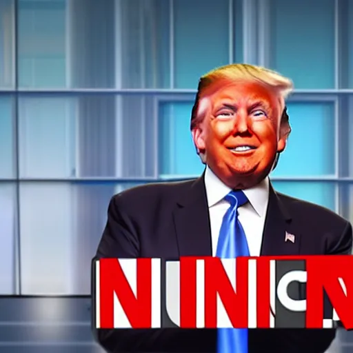 Image similar to donald trump as a news anchor on cnn