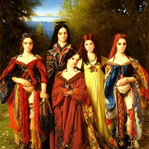 Prompt: portrait of a female gang, by howard david johnson.