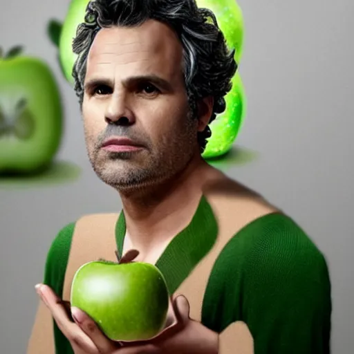 Prompt: mark ruffalo as a green apple