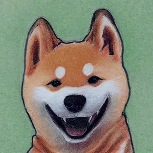 Image similar to children's drawing of a shiba inu