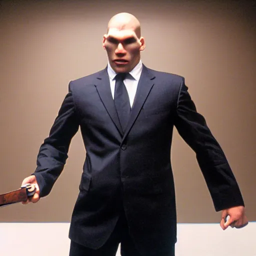 Prompt: Nikolai Valuev as the American Psycho