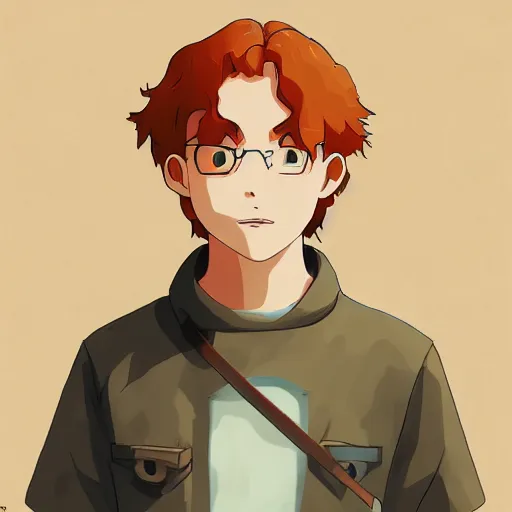 Image similar to Philosophical ginger boy twitch streamer in the style of Studio Ghibli, digital art , hyperdetailed , artstation , cgsociety , matt painting , concept art.