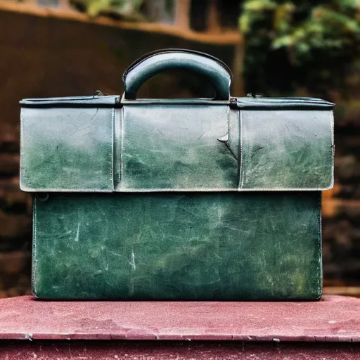 Prompt: a mythical briefcase that has been through many travels
