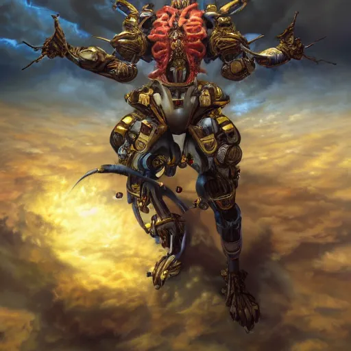 Image similar to Zaraki Kenpachis Powered Up Final Form, Mechanical, detailed, centered, digital painting, artstation, concept art, donato giancola, Joseph Christian Leyendecker, WLOP, Boris Vallejo, Breathtaking, 8k resolution, extremely detailed, beautiful, establishing shot, artistic, hyperrealistic, beautiful face, octane render, cinematic lighting, dramatic lighting, masterpiece
