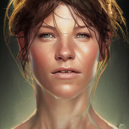 Image similar to young evangeline lilly as slave, digital illustration, by artgerm and greg rutkowski,