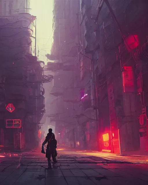 Image similar to painting of old ruined cyberpunk kiev, ukraine, detailed, by simon stalenhag, cory loftis, james gilleard, atey ghailan, makoto shinkai, goro fujita, studio ghibli, rim light, exquisite lighting, clear focus, very coherent, plain background, soft painting