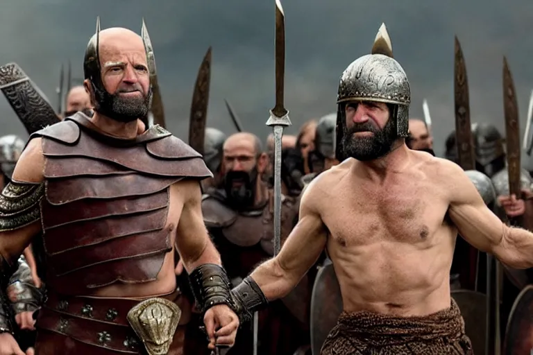 Image similar to epic cinematic action shot of joe biden as leonidas in 3 0 0 movie, 8 k