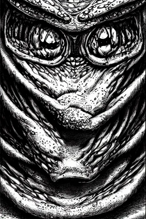 Image similar to toad goblin, symmetrical, highly detailed, digital art, sharp focus, trending on art station, kentaro miura manga art style