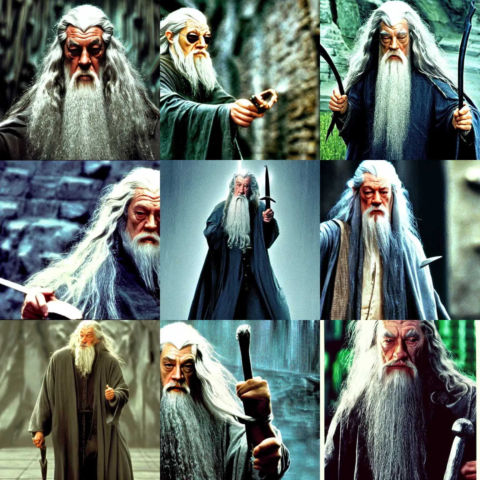 Prompt: Gandalf in the Matrix (1999)