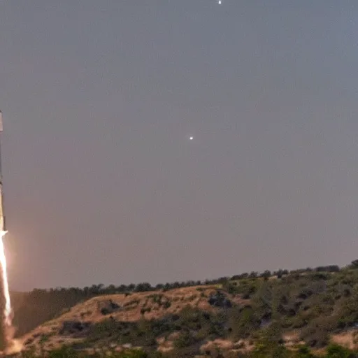 Image similar to a picture of elon musk but he's a rocket, dslr, launch test