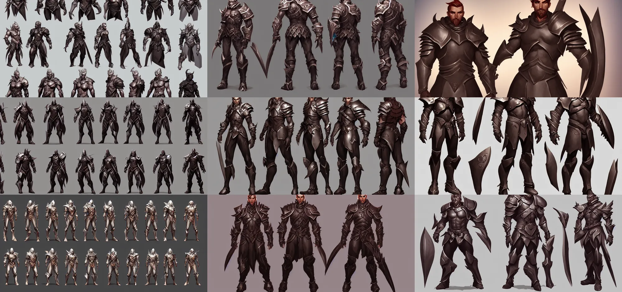 Prompt: head torso concept art of male warrior in simple leather armor d & d characters head designs, unique hairstyles, overwatch by marc brunet and artgerm
