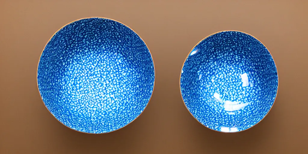 Image similar to blue speckled fukuoka bowl, studio lighting