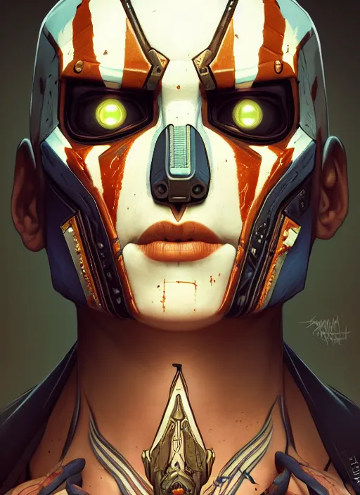 Image similar to symmetry!! portrait of borderlands 3 psycho, intricate, elegant, highly detailed, digital painting, artstation, concept art, smooth, sharp focus, illustration, art by artgerm and greg rutkowski and alphonse mucha, 8 k