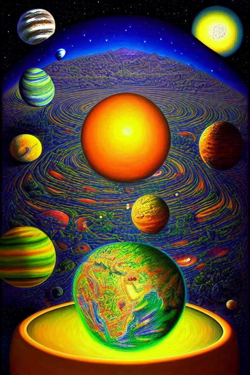 Prompt: a photorealistic painting of the entire planet is a terrarium experiment for aliens by johfra bosschart, lisa frank, dark fantasy art, high detail, trending on artstation