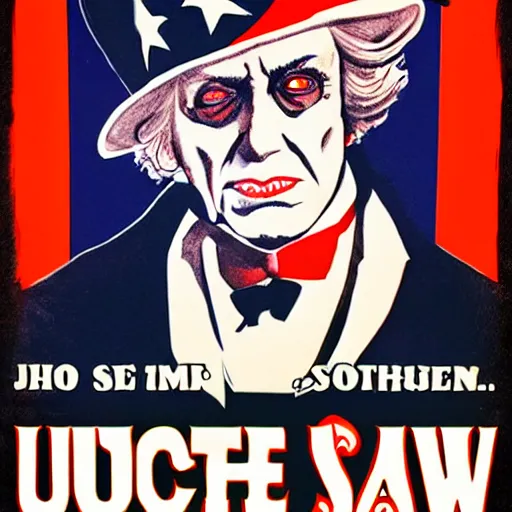 Prompt: uncle sam, horror film poster