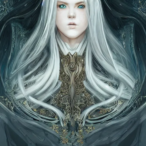 Image similar to portrait of a ranni from elden ring, baroque style, elegant, beautiful, mesmerizing, concept art, fancy clothing, highly detailed, artstation, behance, deviantart, inspired by innocent manga, inspired by castlevania concept art, trending, ayami kojima, shinichi sakamoto