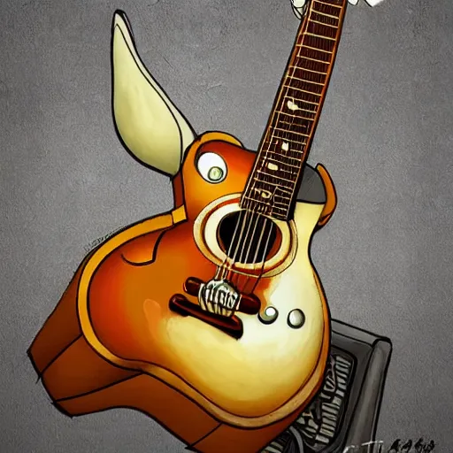 Prompt: a rabbit playing guitar, realistic anime art