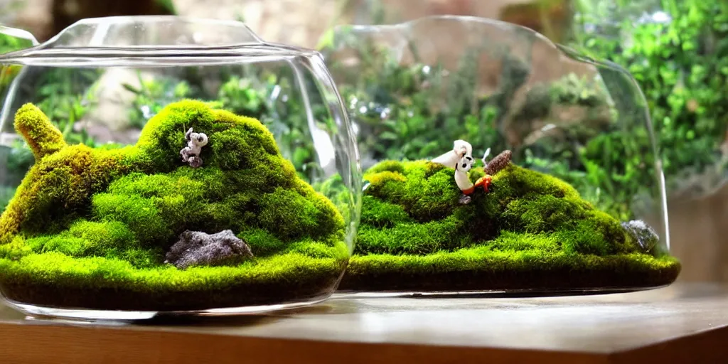 Image similar to moss terrarium, by disney animation