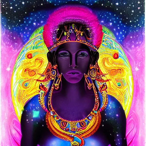 Prompt: a cosmic deity, portrait of a beautiful cosmic goddess