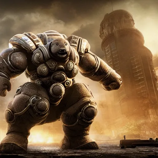 Image similar to Blastoise in gears of war, splash art, movie still, detailed face, photorealistic facial features, cinematic lighting, dramatic, octane render, long lens, shallow depth of field, bokeh, anamorphic lens flare, 8k, hyper detailed, 35mm film grain