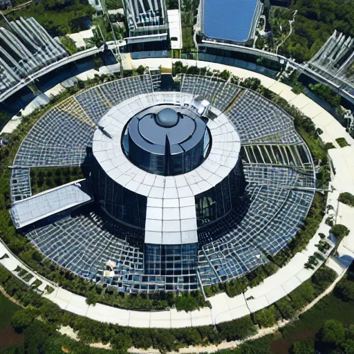 Image similar to A mega arcology, aerial view