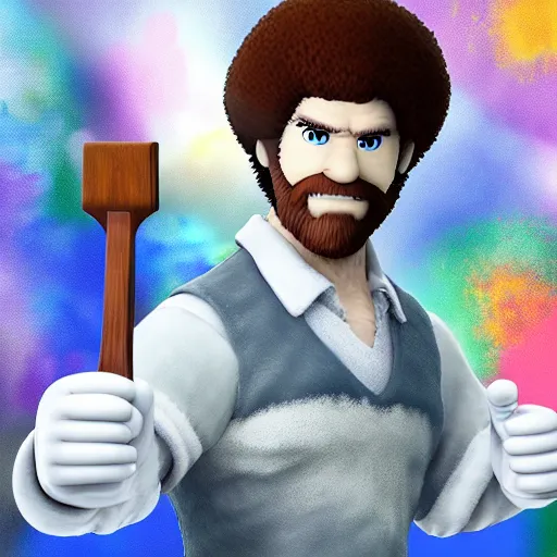 Image similar to Bob Ross character reveal for Super Smash bros ultimate