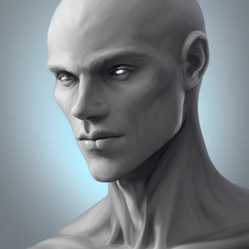 Prompt: a portrait of a featureless man made entirely of marble, D&D, fantasy, elegant, hopeful, muscular, highly detailed, digital painting, artstation, concept art, smooth, sharp focus, illustration