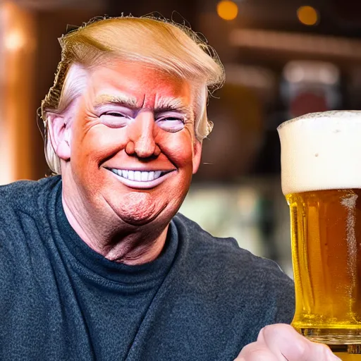 portrait of trump grinning and offering a pint of beer | Stable ...