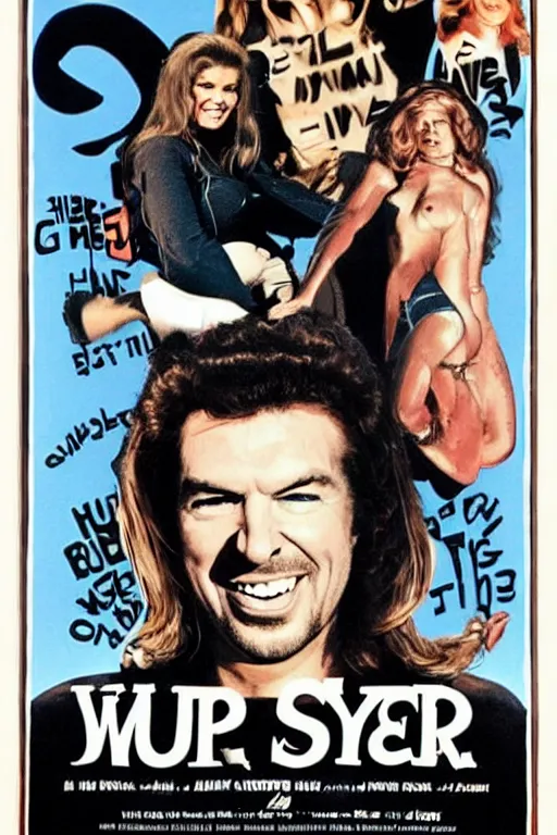 Image similar to russ meyer movie poster starring aphex twin