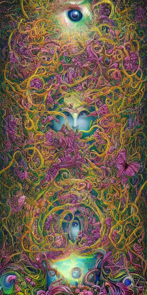 Prompt: a beautiful acrylic painting of deep dimensional realms of universal consciousness of the infinite by hanna yata, geenss archenti flores, digital art