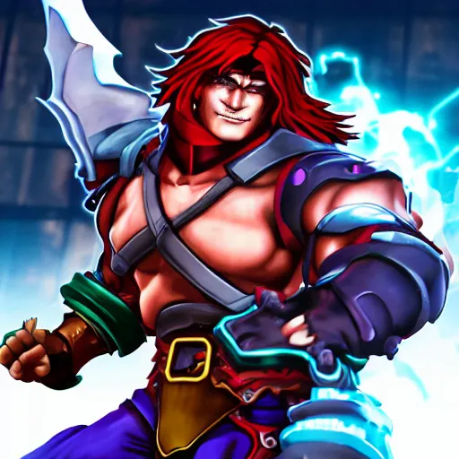 Image similar to a cyber simon belmont whiping demons