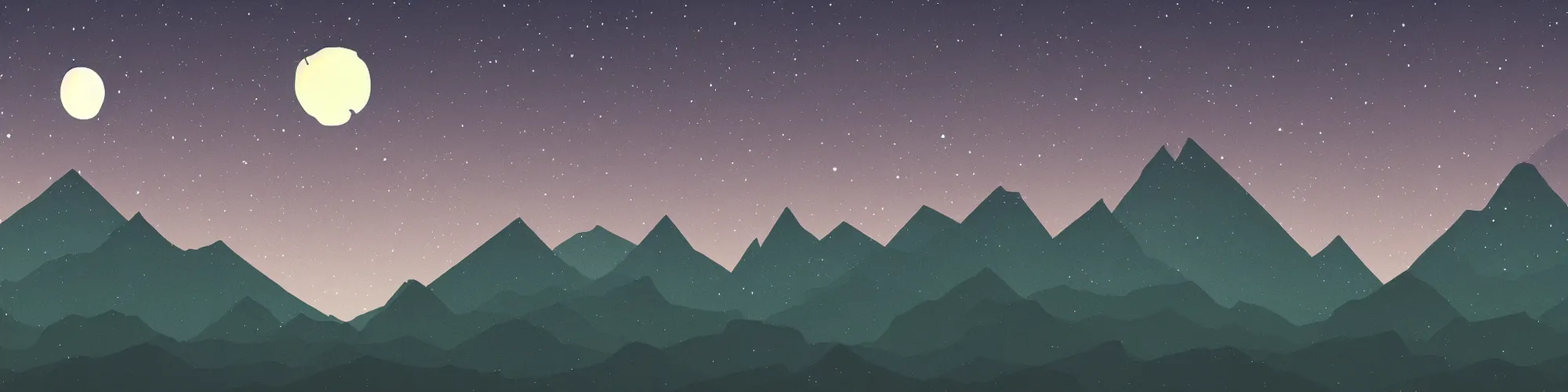 Image similar to mountains, night sky, pixel art, parallax effect