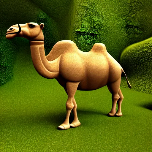 Image similar to 3d render of a camel in the rainforest