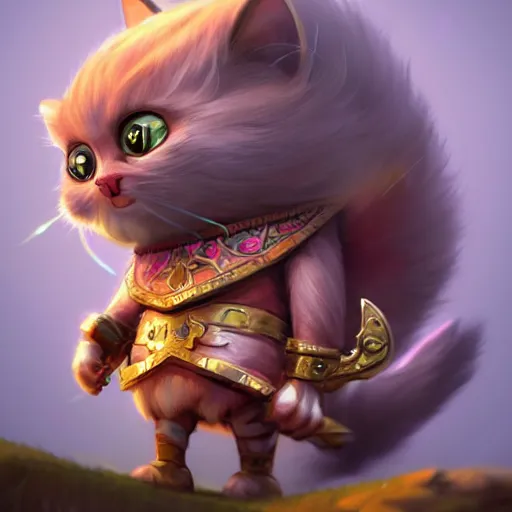 Image similar to super cute fantasy cat warrior 3D concept art by gediminas Pranckevicius, anthropomorphic, glowing effect, ornate, dynamic, centered, sharp focus, beautiful detailed, face very realistic, Game Art!!, hyper detailed, no background, cartoon, cinematic, raytrace, Trend on artstation, C4D