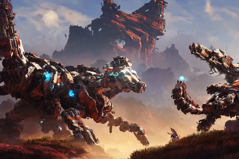 Image similar to burrower machine mecha animal beast robot of horizon forbidden west horizon zero dawn bioluminiscence global illumination ray tracing hdr fanart arstation by sung choi and eric pfeiffer and gabriel garza and casper konefal