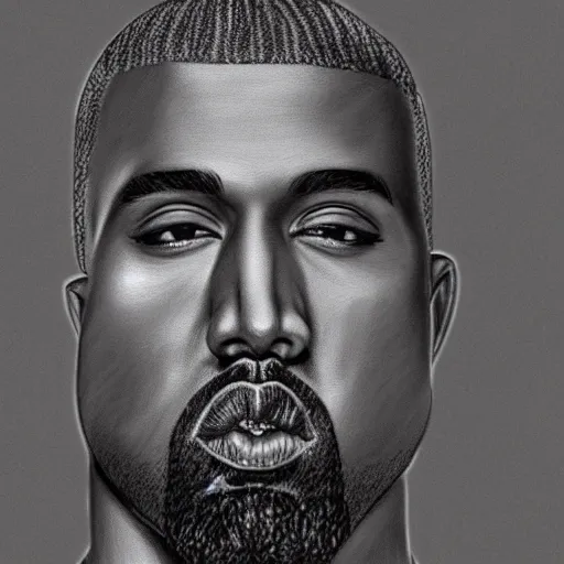 Image similar to detailed pencil sketch of Kanye West, trending on art station