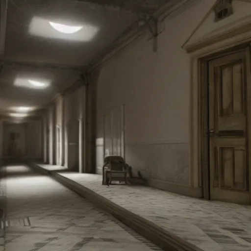 Prompt: walking through the inside of a haunted asylum, detailed, cinematic, unreal engine