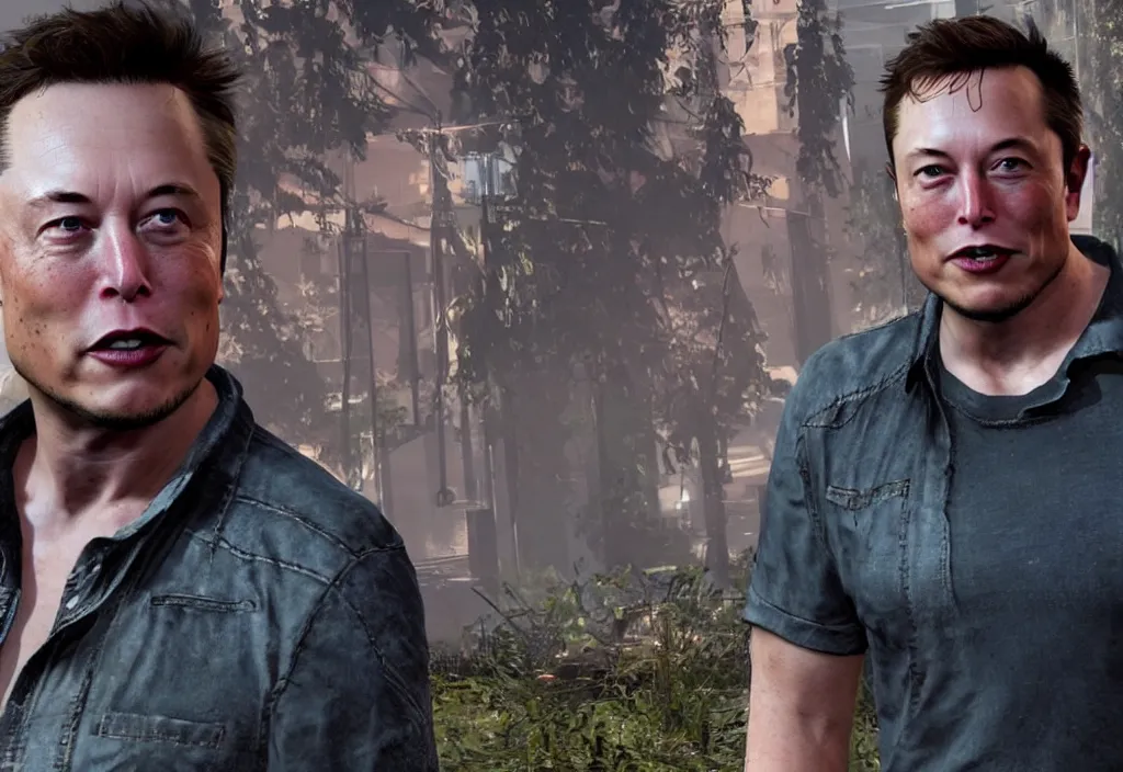 Image similar to a screenshot of elon musk in the video game in the last of us. close up, 3 d rendering. unreal engine. amazing likeness. very detailed.