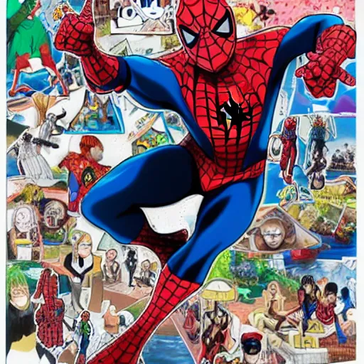 Image similar to Spiderman in one piece, detailed