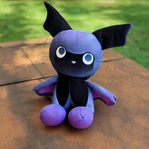 Prompt: soft plushie toy of a cute bat